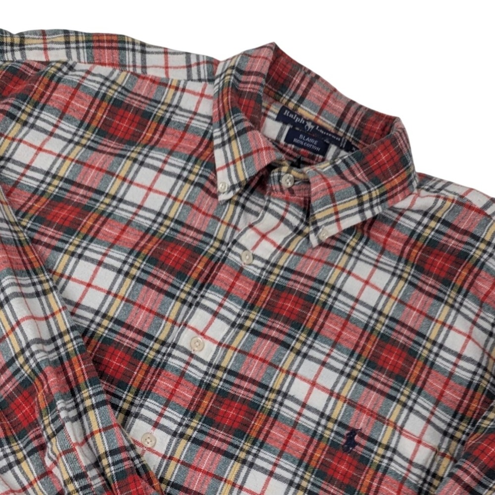 Ralph Lauren Blaire Mens XXL Red Plaid Flannel Button Down Shirt Long Sleeve